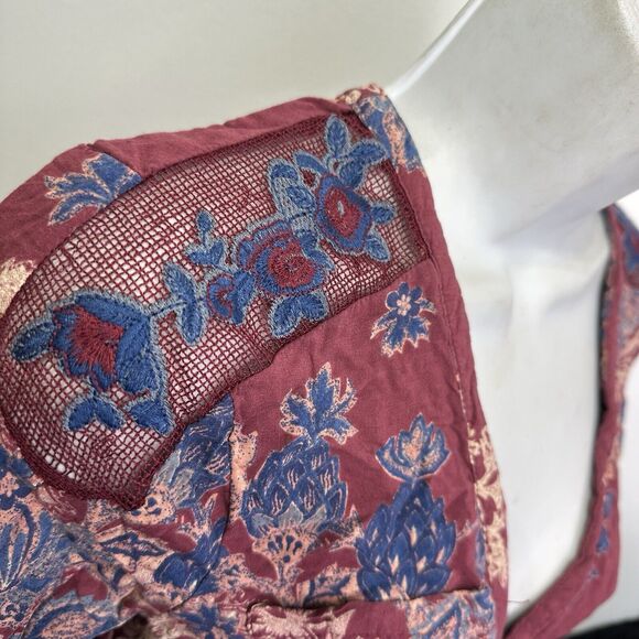 FREE PEOPLE Miranda Embroidered Long Sleeve Floral Maxi Dress Size 4 - Picture 7 of 11